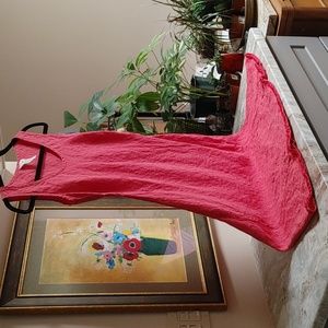 J. Jill Red Linen Bias Cut Dress Sleeveless